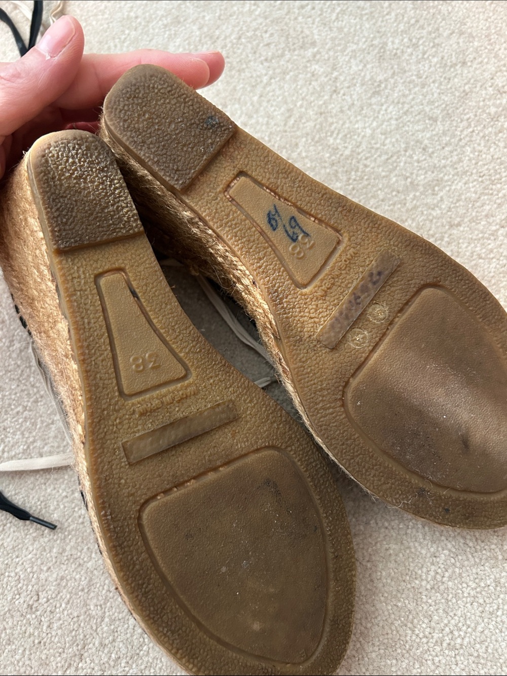 Burberry Tan Black Check Lace-Up Espadrille Wedges - Picture 5 of 7